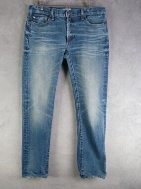 Smb Denim Jeans Mens 34X30 Blue The Finn Tapered Slim Stone Wash Whiskers